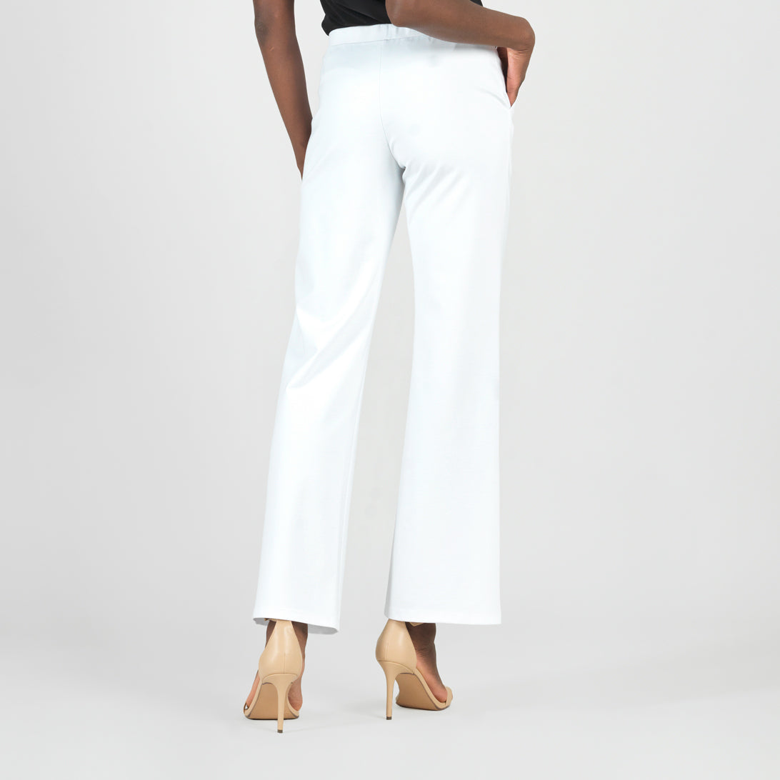 Rayon-Ponte Knit - Loose Leg Pocket Pant - White