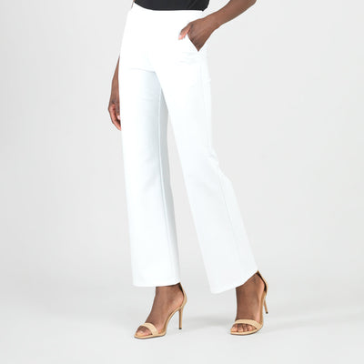 Rayon-Ponte Knit - Loose Leg Pocket Pant - White