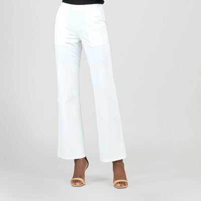 Rayon-Ponte Knit - Loose Leg Pocket Pant - White