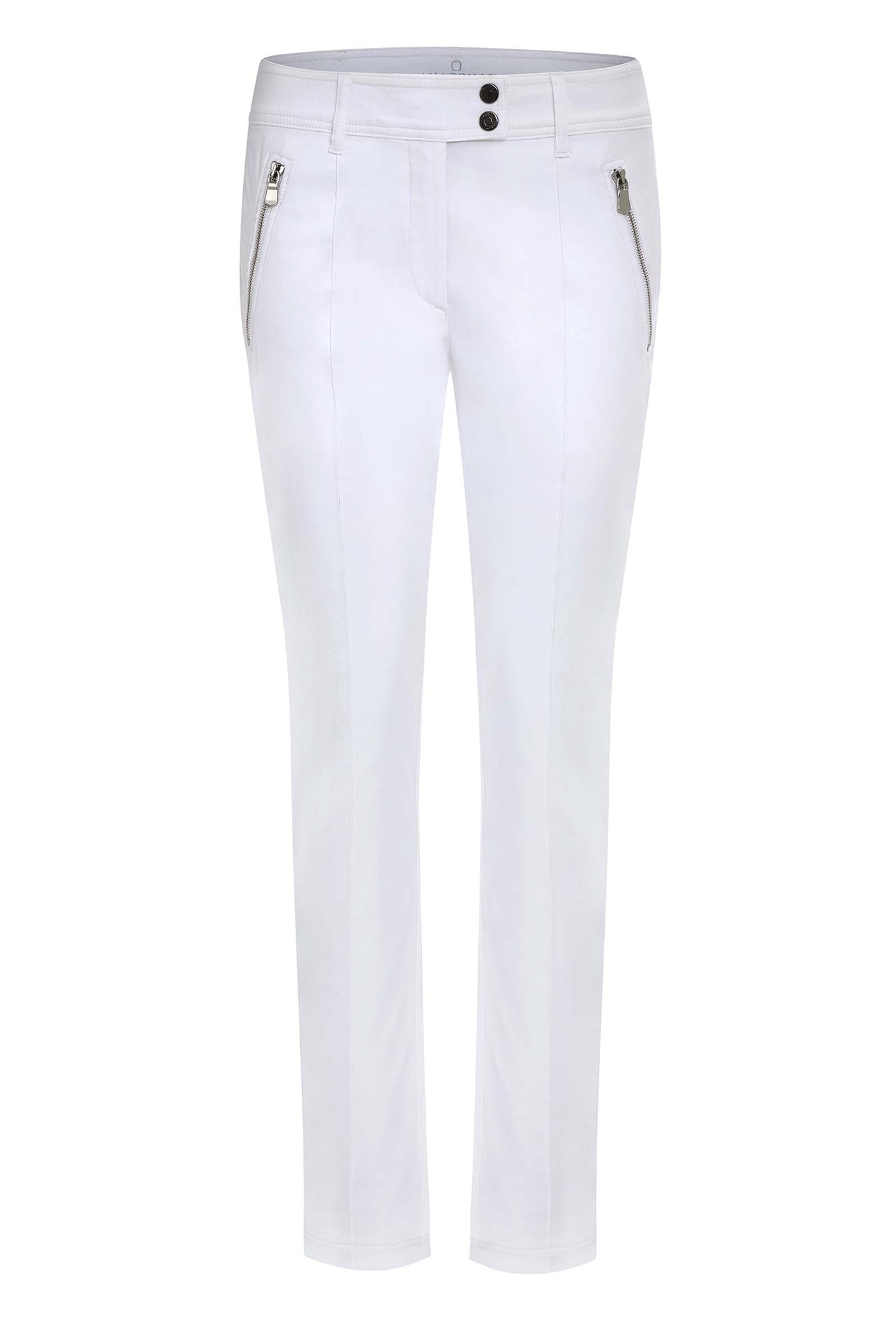 The Best Travel Pants. Flat Lay of the Peggy Zippered Pant in White