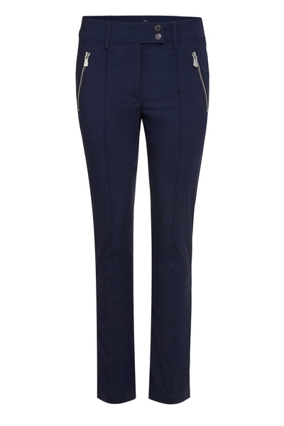 The Best Travel Pants. Flat Lay of the Peggy Zippered Pant in Navy