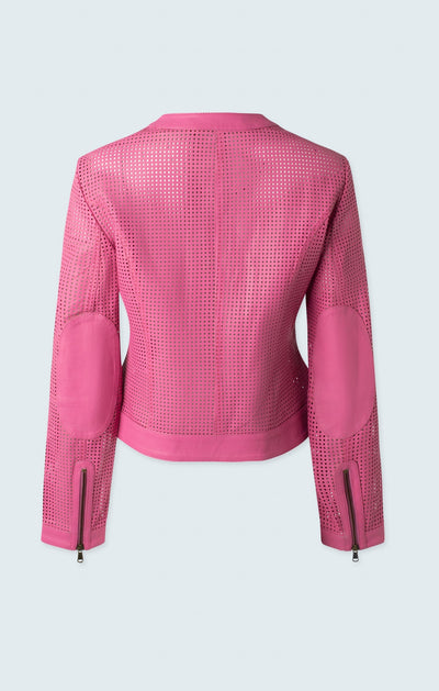 Perforated leather moto jacket