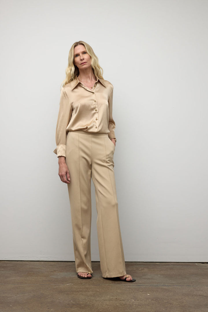 Button down classic stretch silk blouse