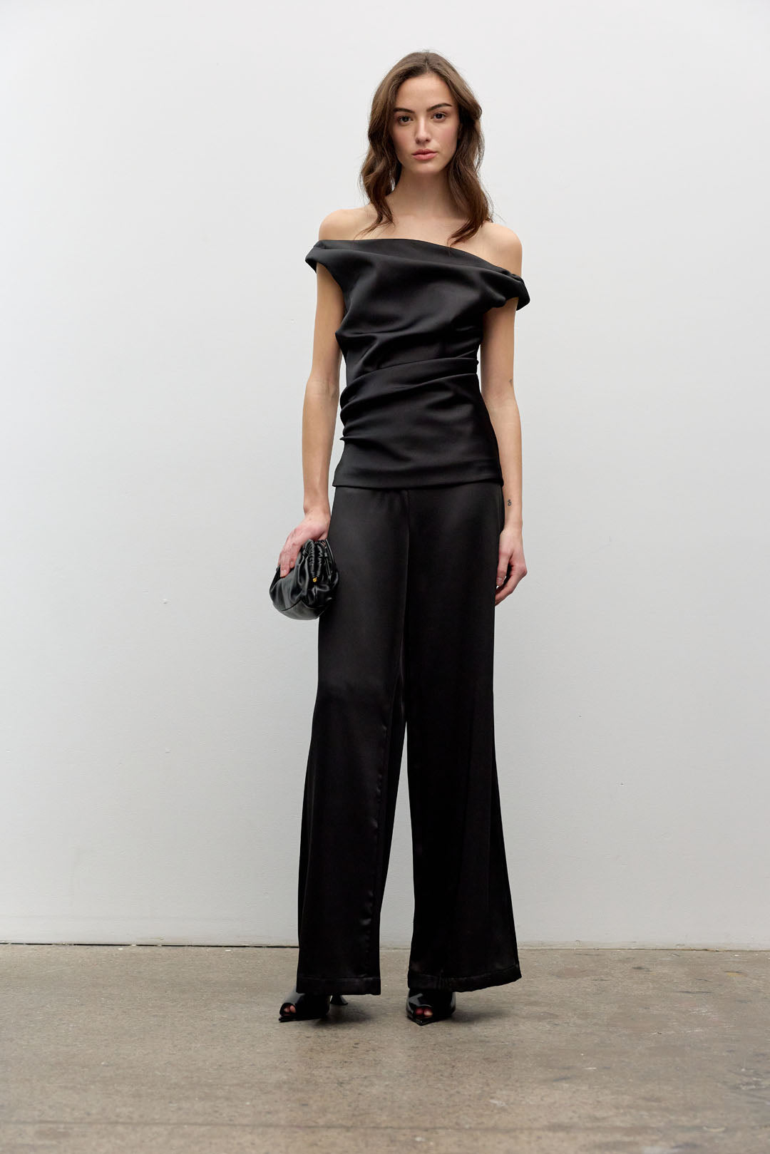 Satin drop shoulder top