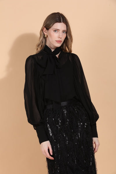 Eyelash Textured Midi Skirt with Sequin Embellishment
