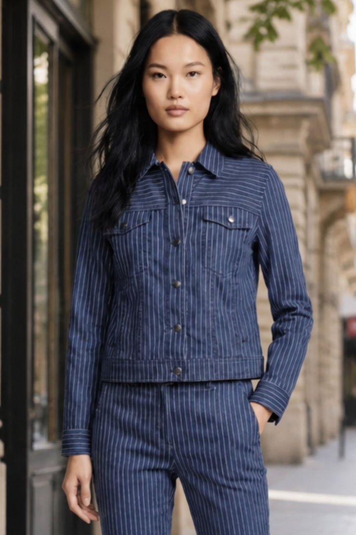 Delilah Striped Ultralight Trucker Jacket