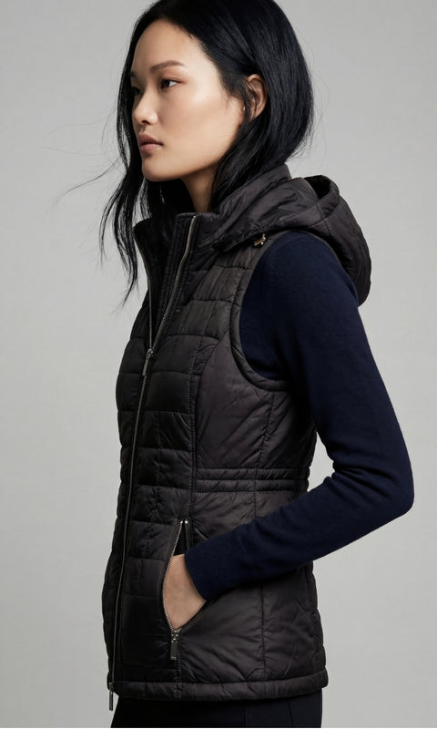 Hooded Montreal Quilted Vest With Removable Hood