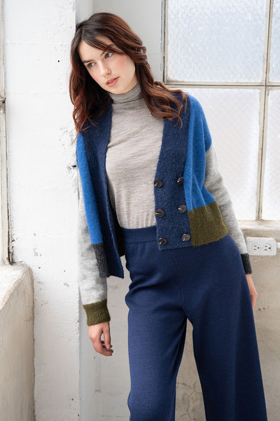 WIDE LEG TROUSERS - NAVY