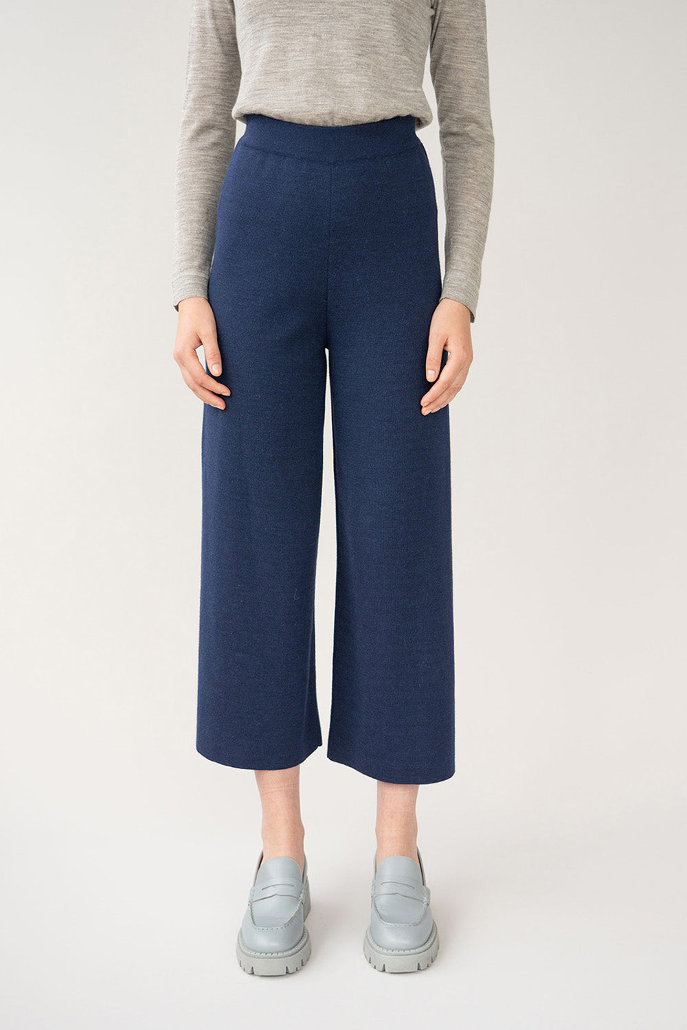 WIDE LEG TROUSERS - NAVY