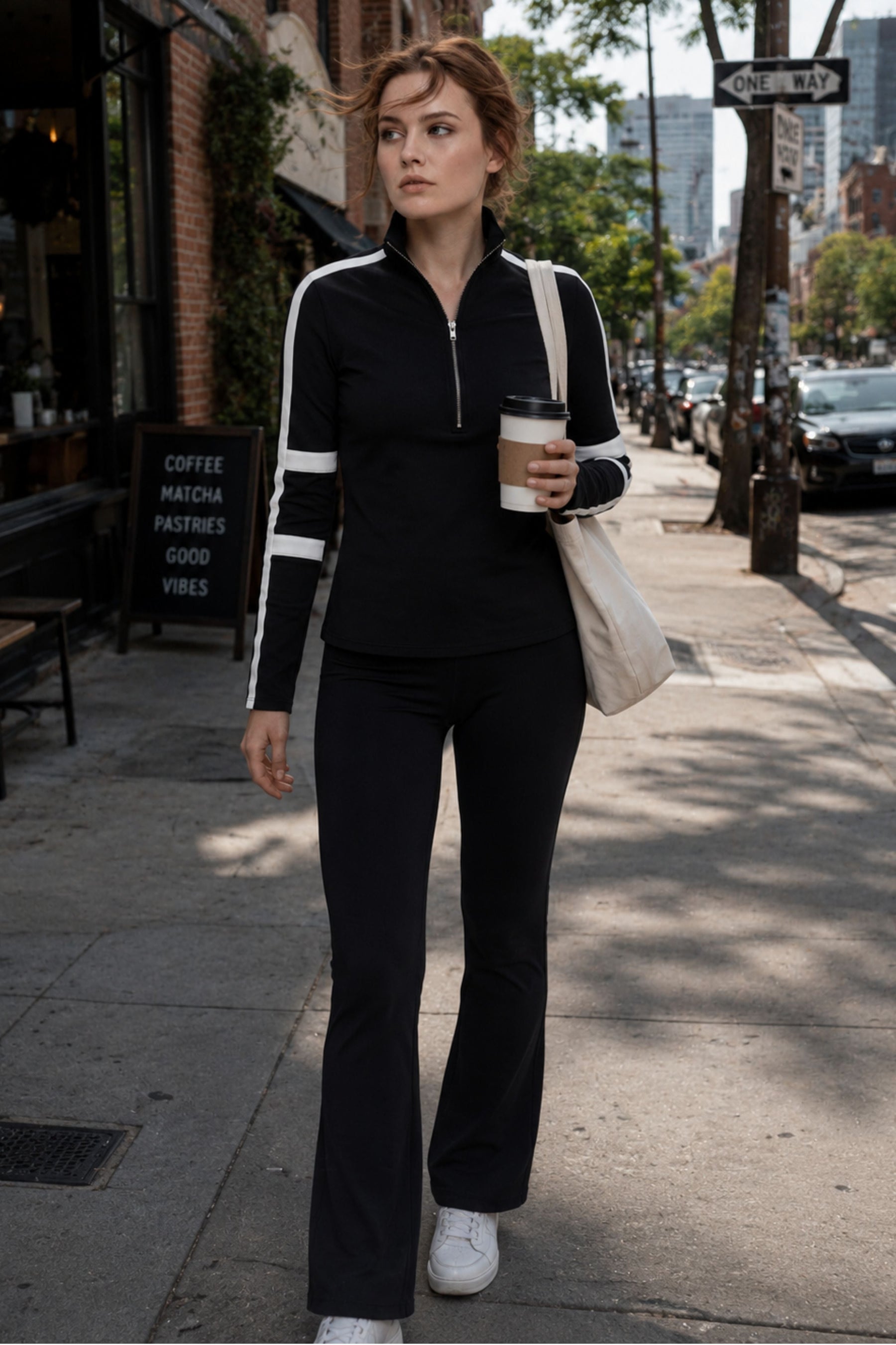 Stacey Sport Striped Zip-Up Top