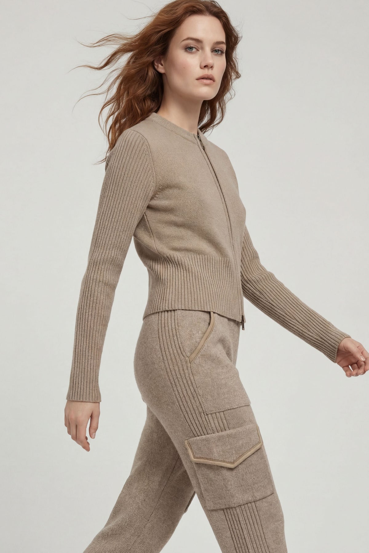 Sky Jacket Zip-front Sweater in Champagne