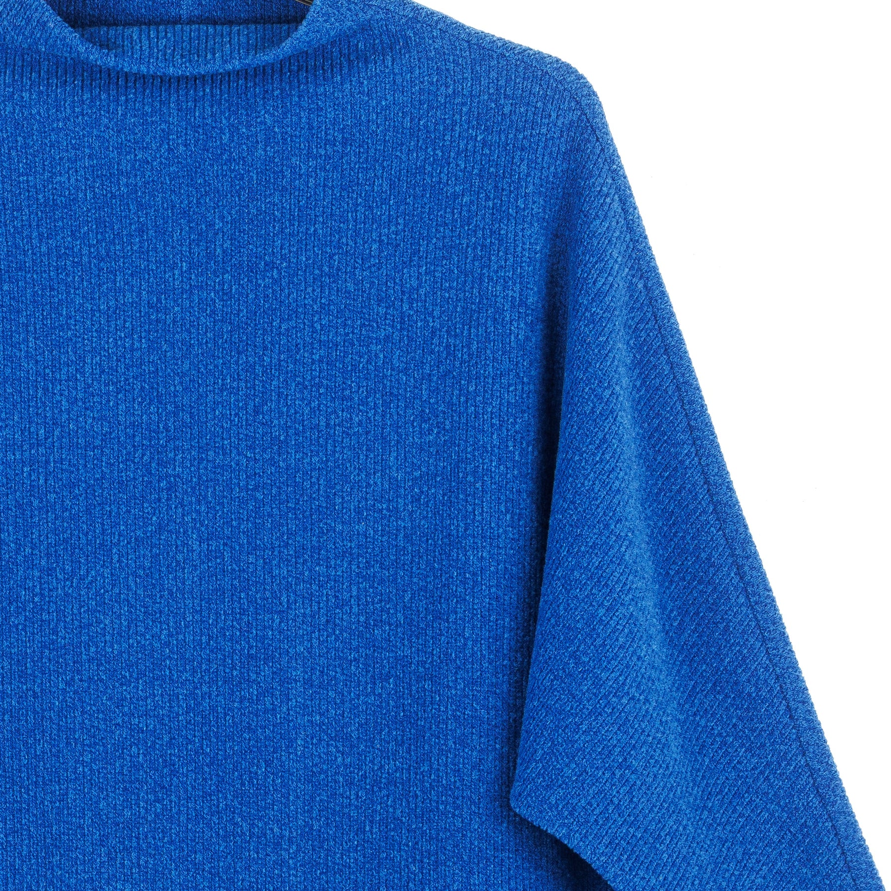 Plush Ribbed - Funnel Neck Sweater - Cobalt