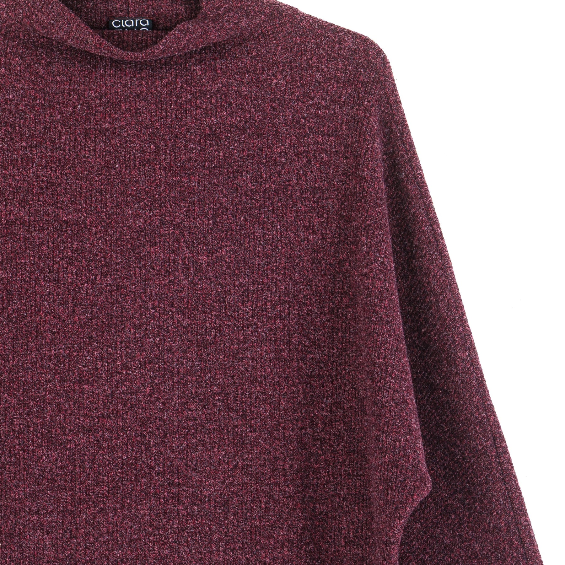 Plush Ribbed - Funnel Neck Sweater - Plum