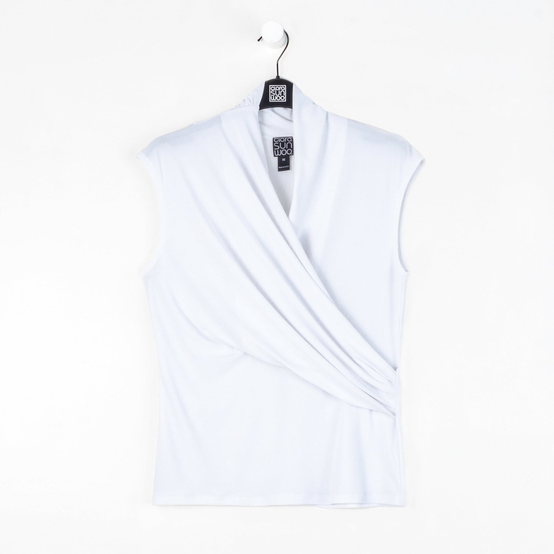 Surplice Crossover Top - White - Clara Sunwoo