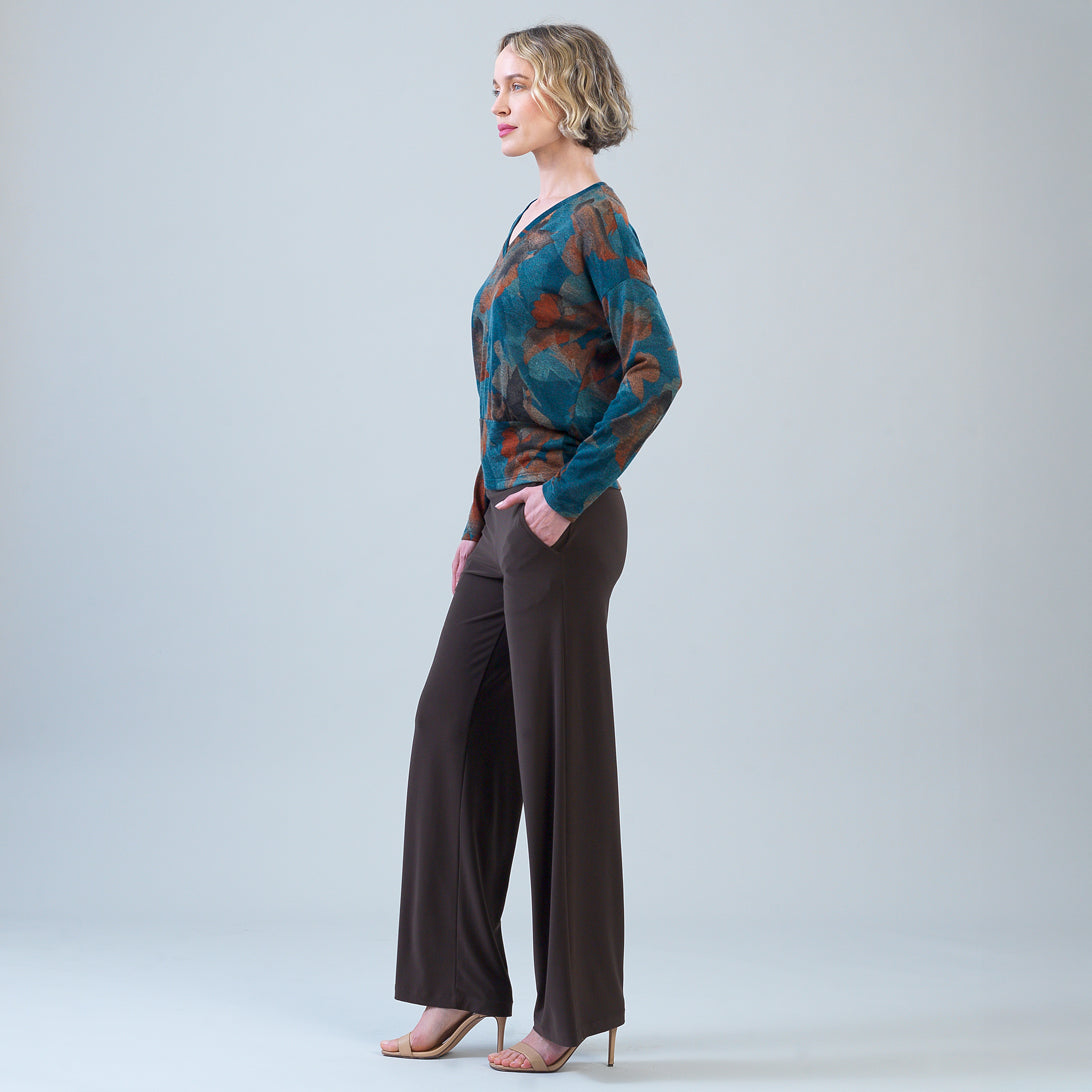 Lightweight Cozy - V-Neck Blouson Sweater - Autumn Foliage