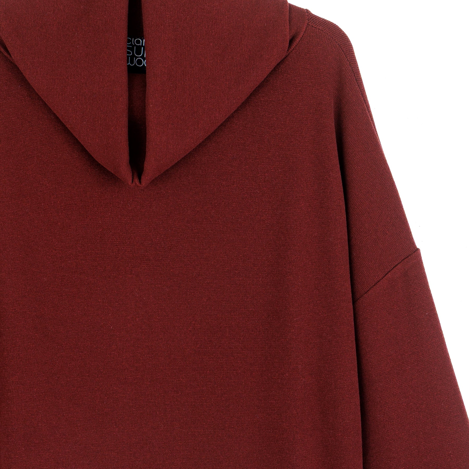 Lounge Knit - Tipped Hem Sweater - Burgundy