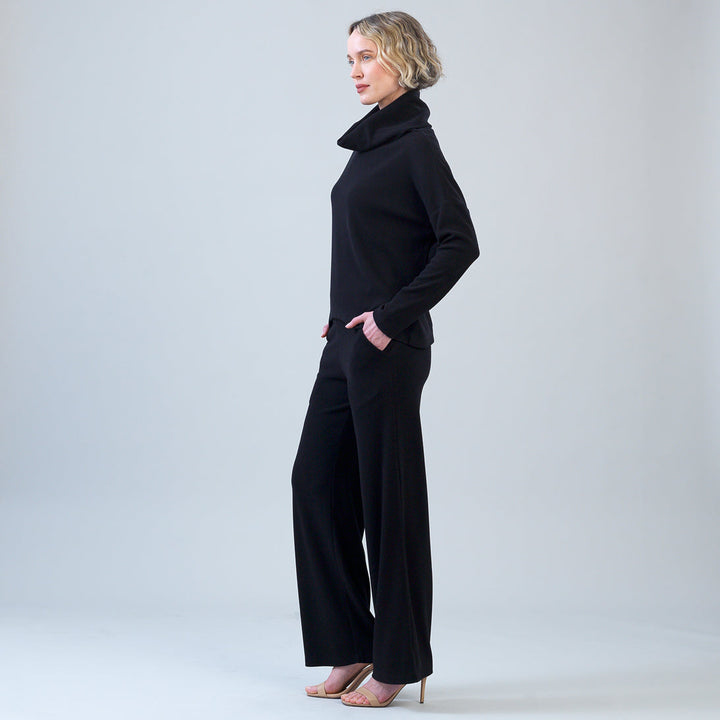 Lounge Knit - Wide Leg Pocket Pant - Black