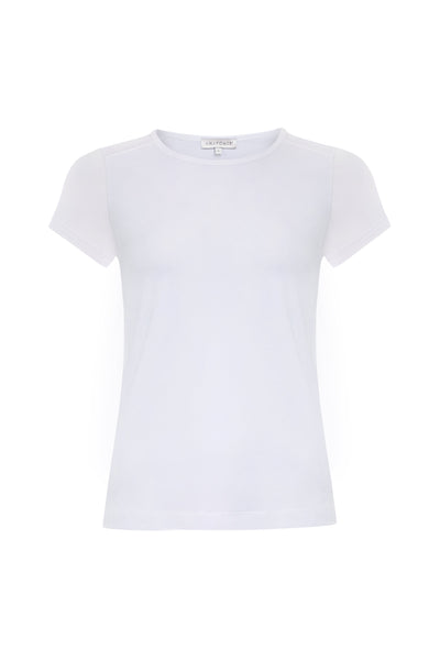 The Best Travel Shirt. Flat Lay of a Melissa Pima Cotton T-Shirt in White