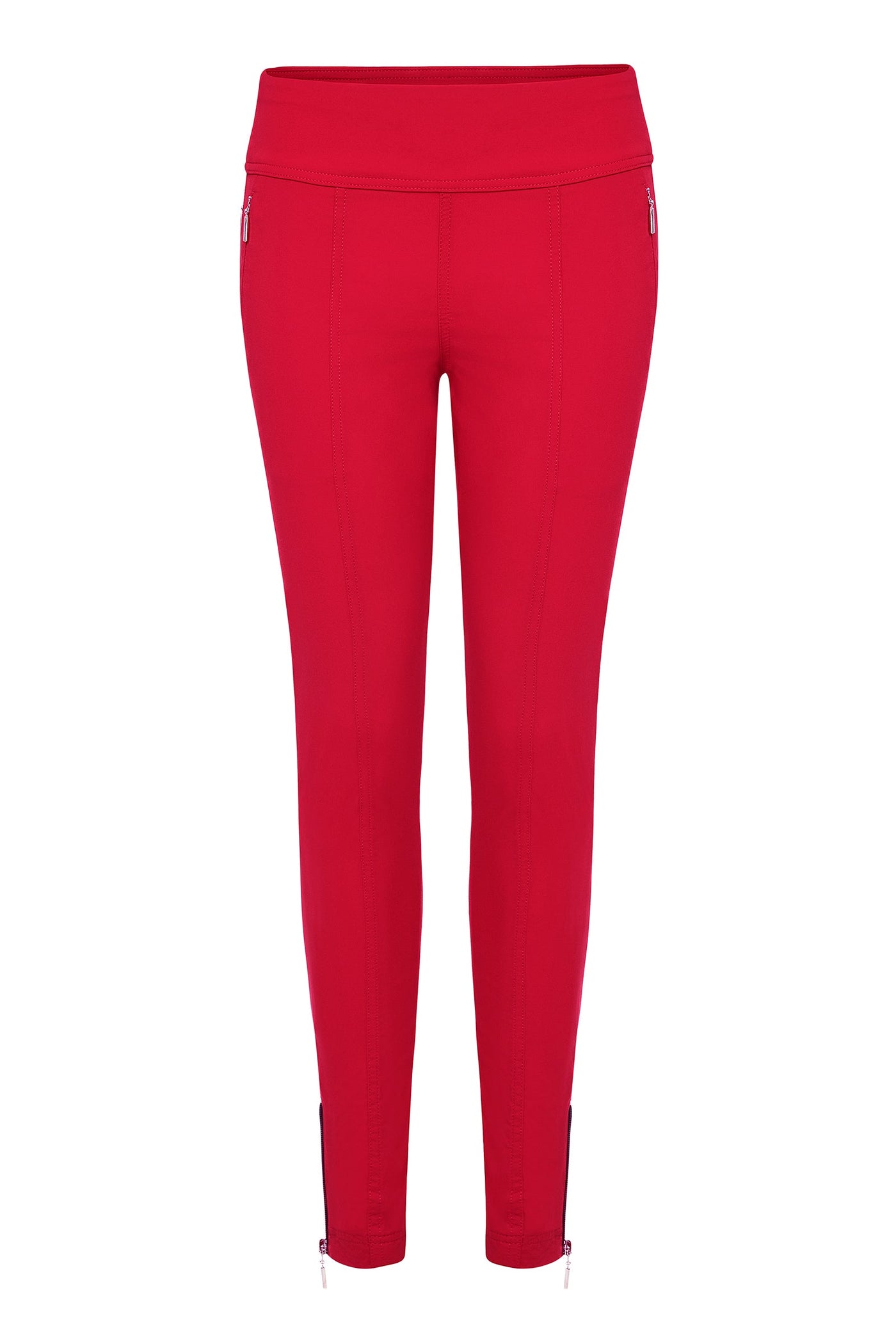 The Best Travel Pants. Flat Lay of the Allie Hybrid Pant in Atomic Red