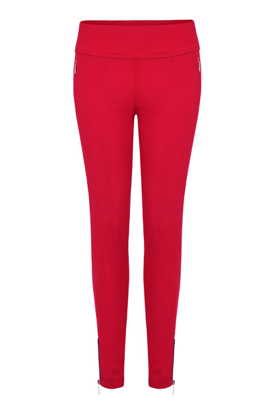 The Best Travel Pants. Flat Lay of the Allie Hybrid Pant in Atomic Red