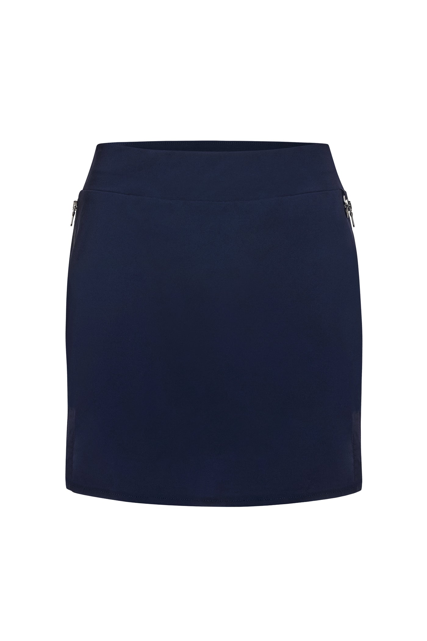 The Best Travel Skort. Flat Lay of a Suzzette Sport Luxe Skort in Navy.