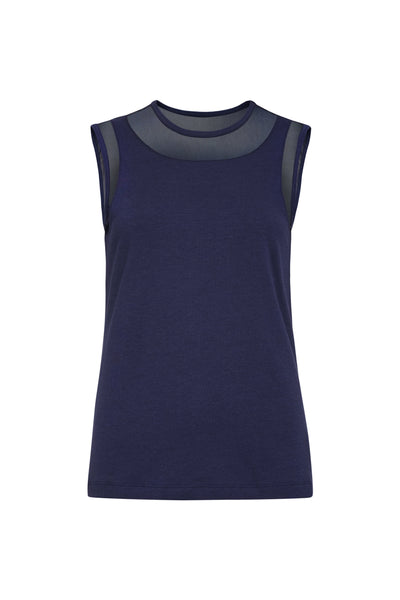 The Best Travel Tank Top. Flat Lay of a Flo Pima Cotton Tank in Navy