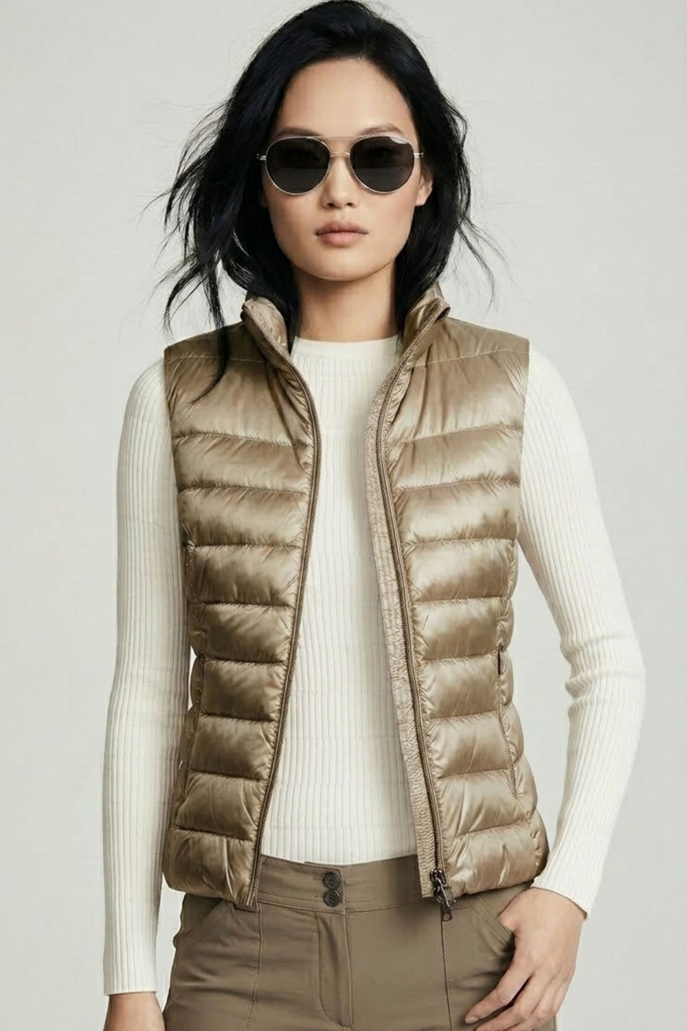 Vela Puffer Vest in Champagne