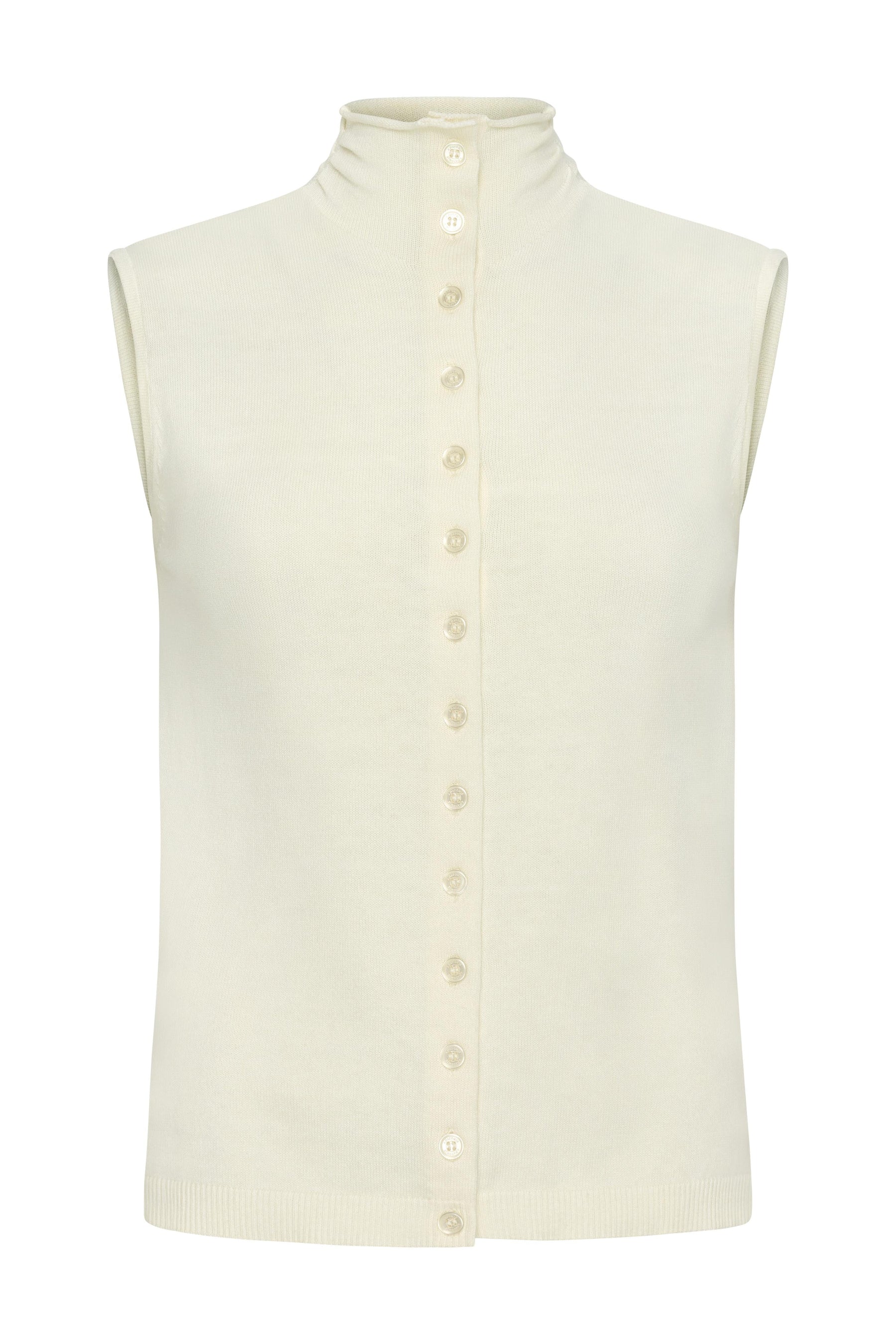 Viola Sweater Knit Sleeveless Button Down Top