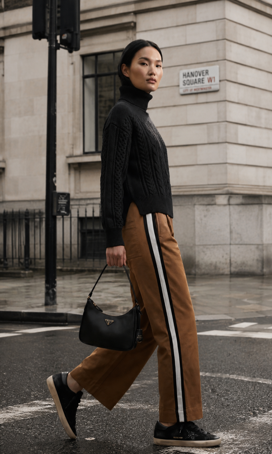 Wabi Mixed-Stitch Cable Knit Turtleneck Sweater