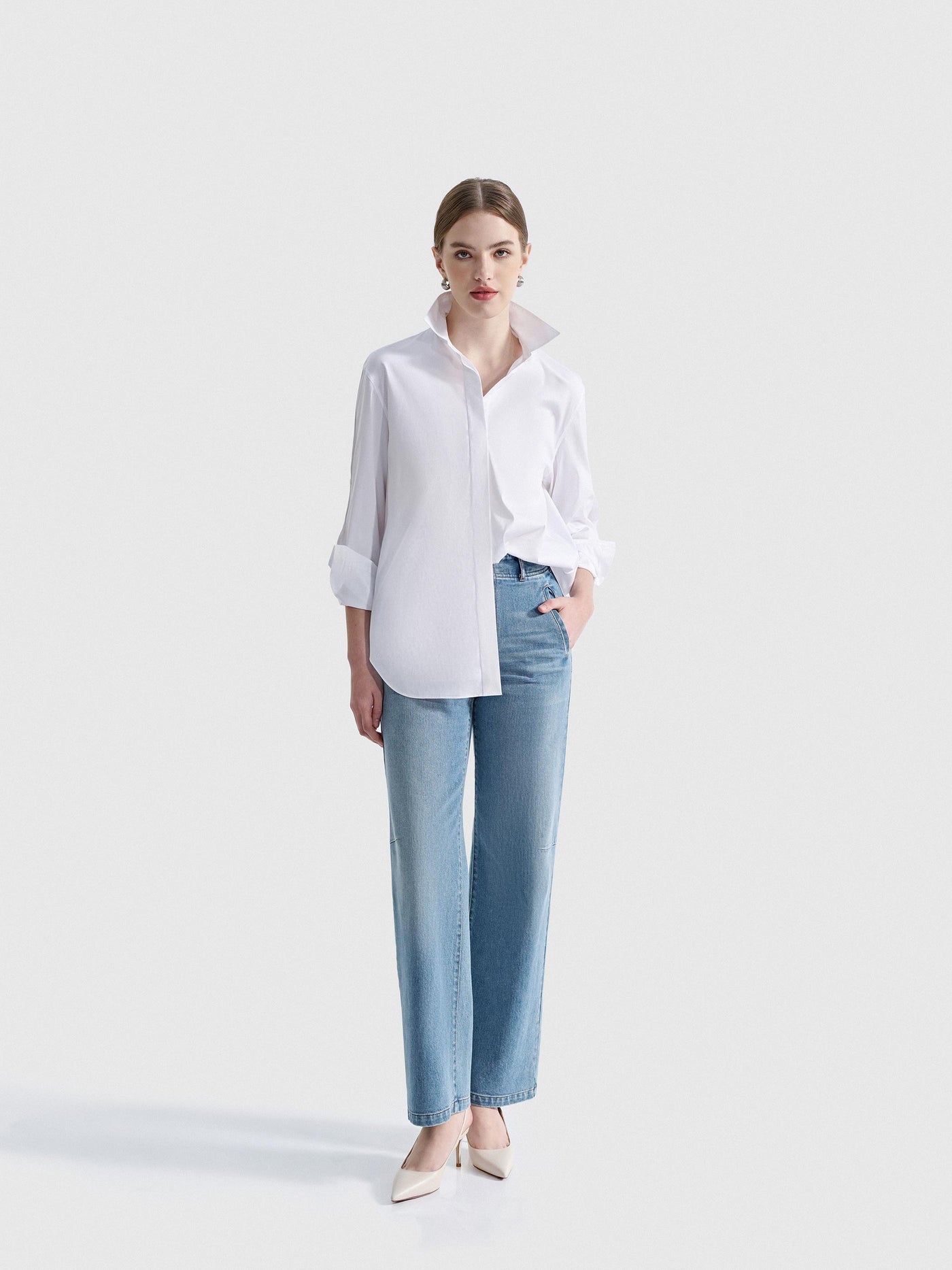 MATILDA OVERSIZED STRETCH COTTON BLOUSE