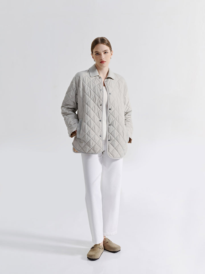 Quilted Long Sleeve Button Down Jacket