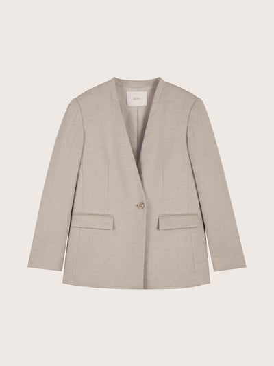 LIORA FRENCH SILK WOOL COLLARLESS HAUTE COUTURE SUIT JACKET
