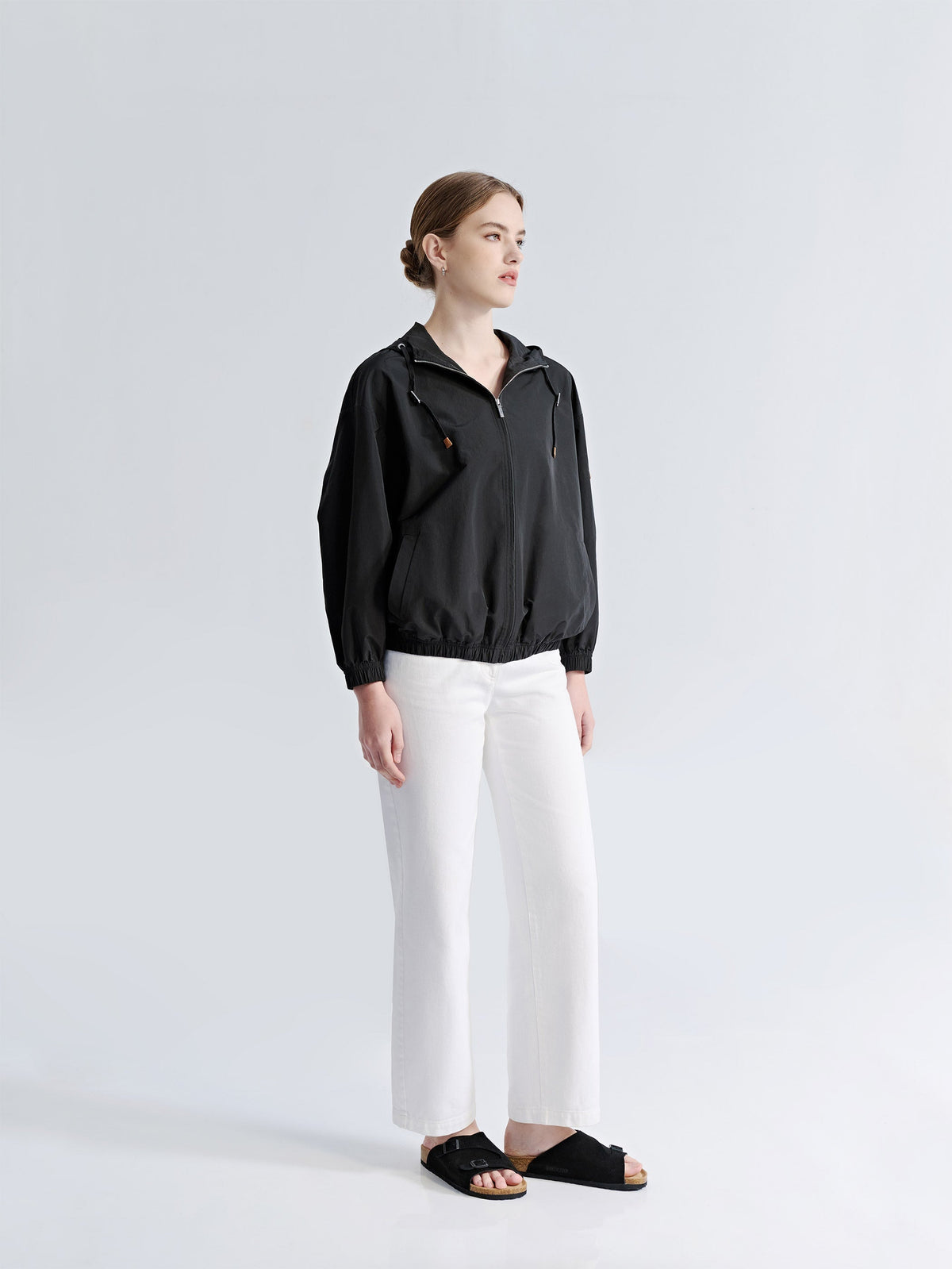Relaxed Dropped Shoulder Bomber Jacket W/ Hood