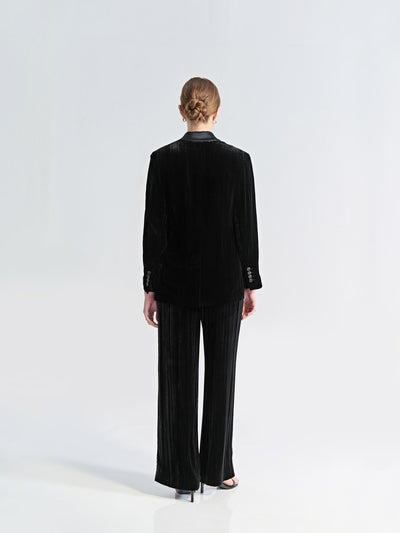 ALINA BUTTON FRONT VELVET BLAZER
