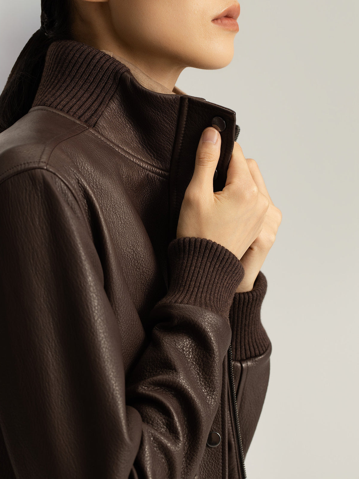Nathi Goatskin Leather Bomber