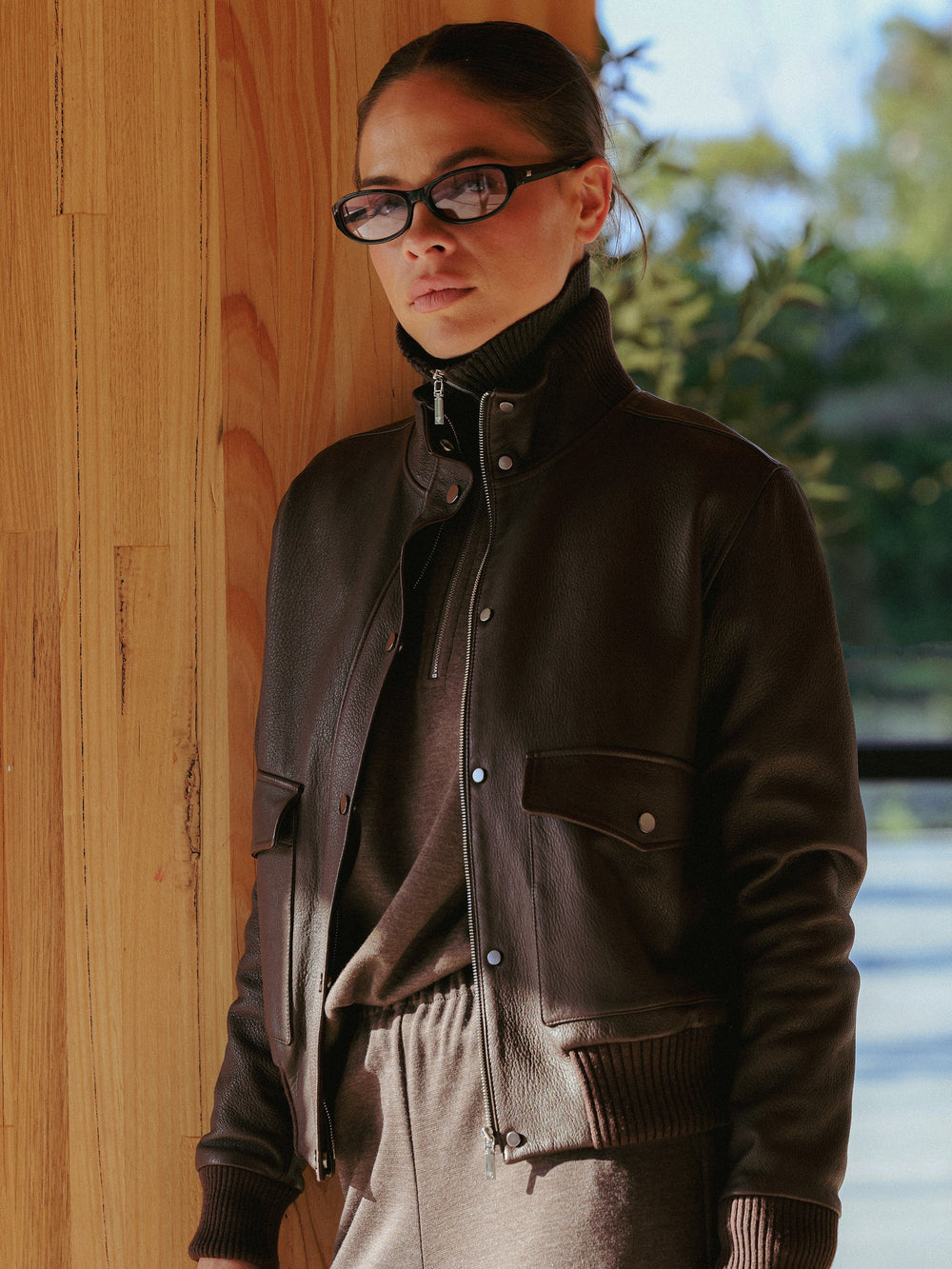 Nathi Goatskin Leather Bomber