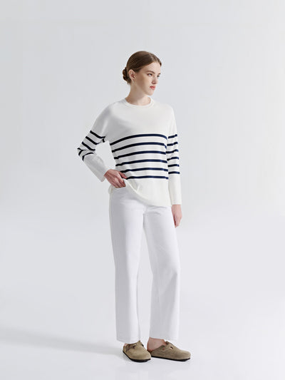 AMARA OVERSIZED CREW NECK STRIPED SWEATER