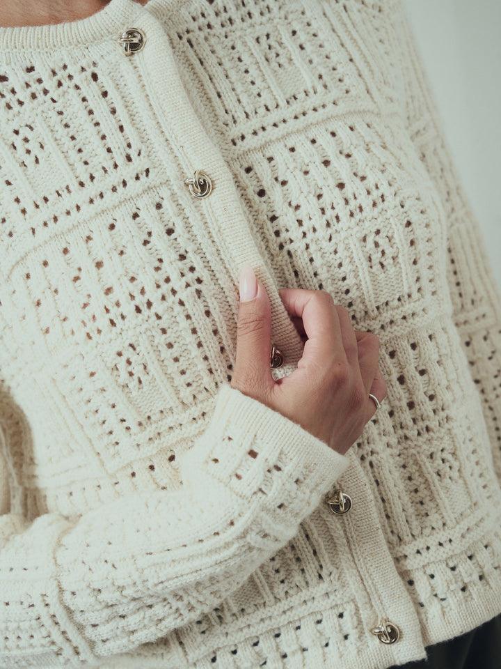 Thea Wool/Cashmere Crochet Cardigan