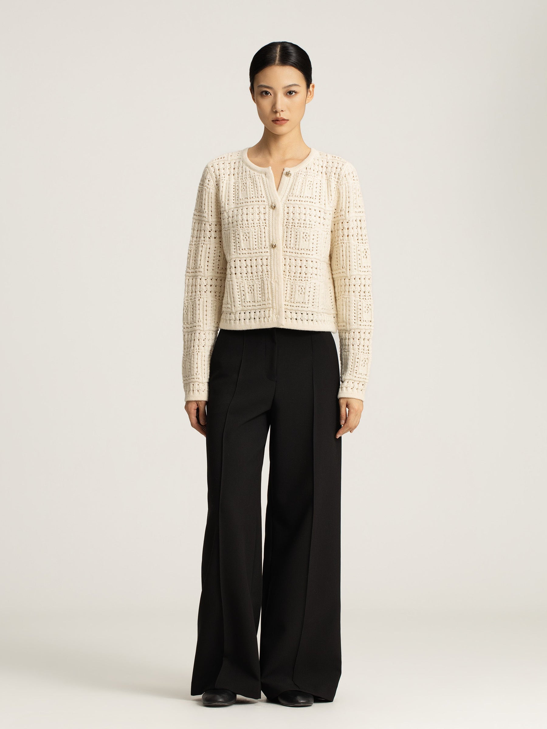 Thea Wool/Cashmere Crochet Cardigan