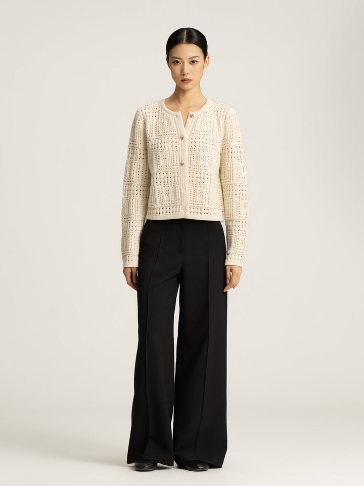 Thea Wool/Cashmere Crochet Cardigan