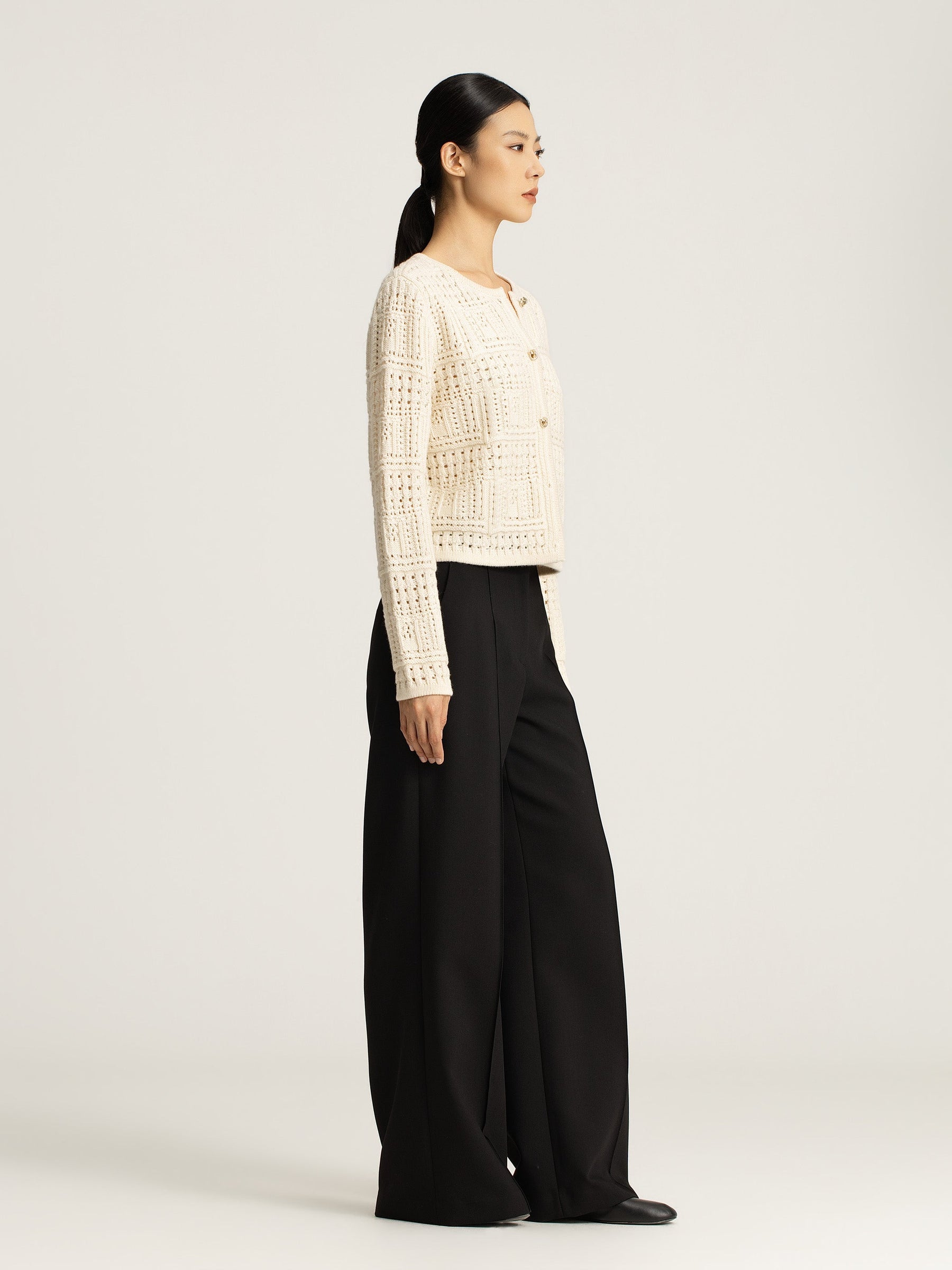 Thea Wool/Cashmere Crochet Cardigan
