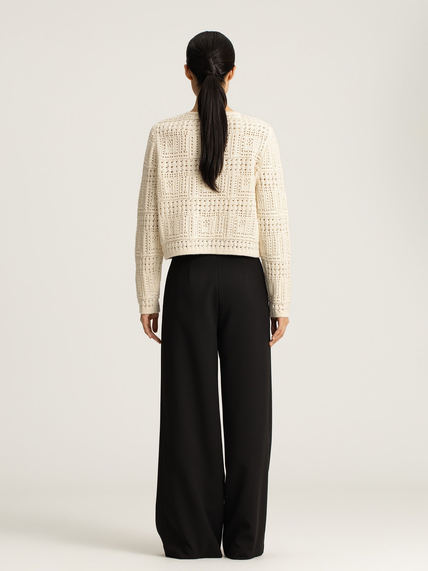 Thea Wool/Cashmere Crochet Cardigan