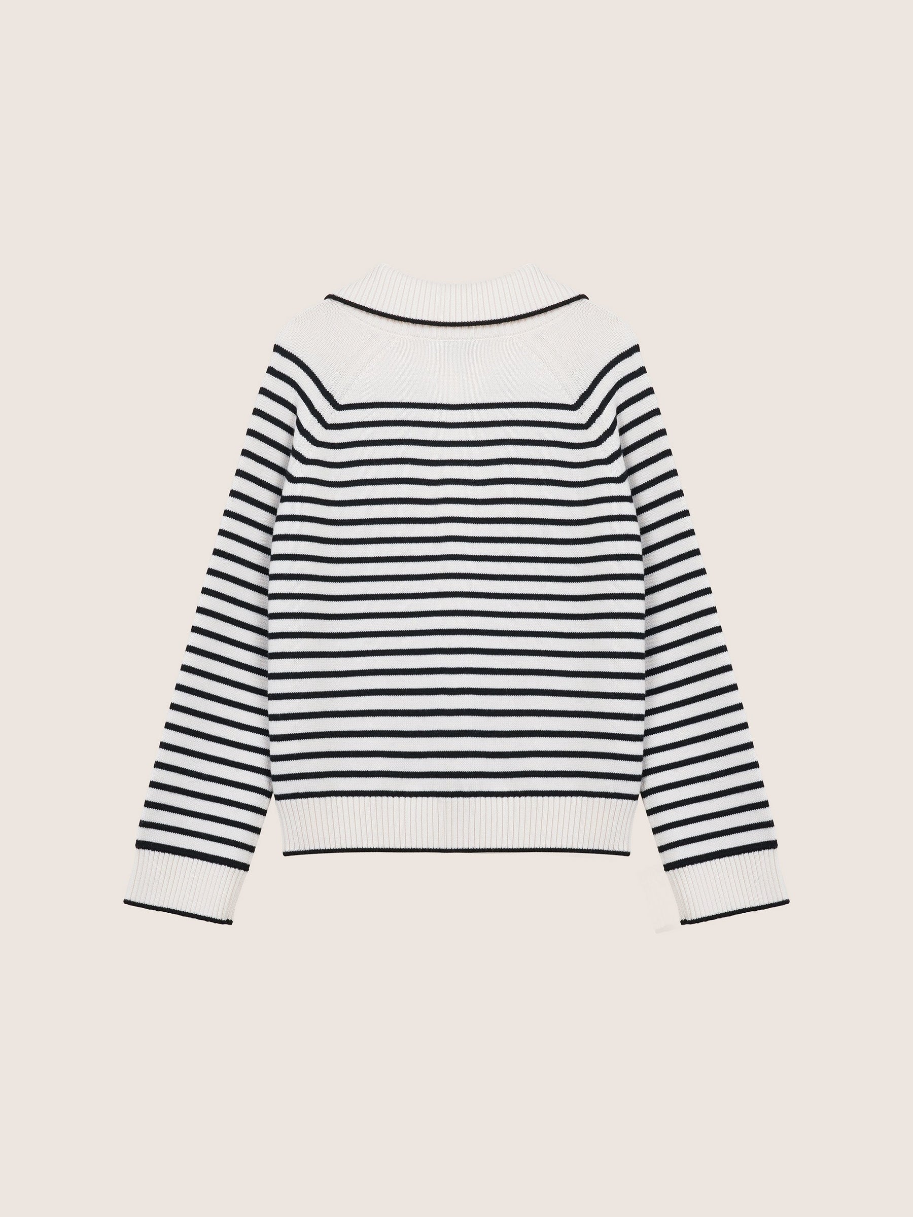 Ines Merino Stripe Quarter-Zip Knit