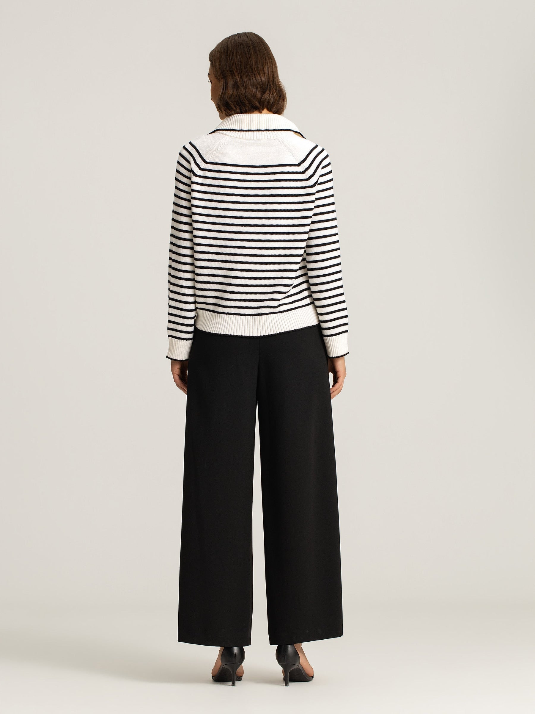 Ines Merino Stripe Quarter-Zip Knit