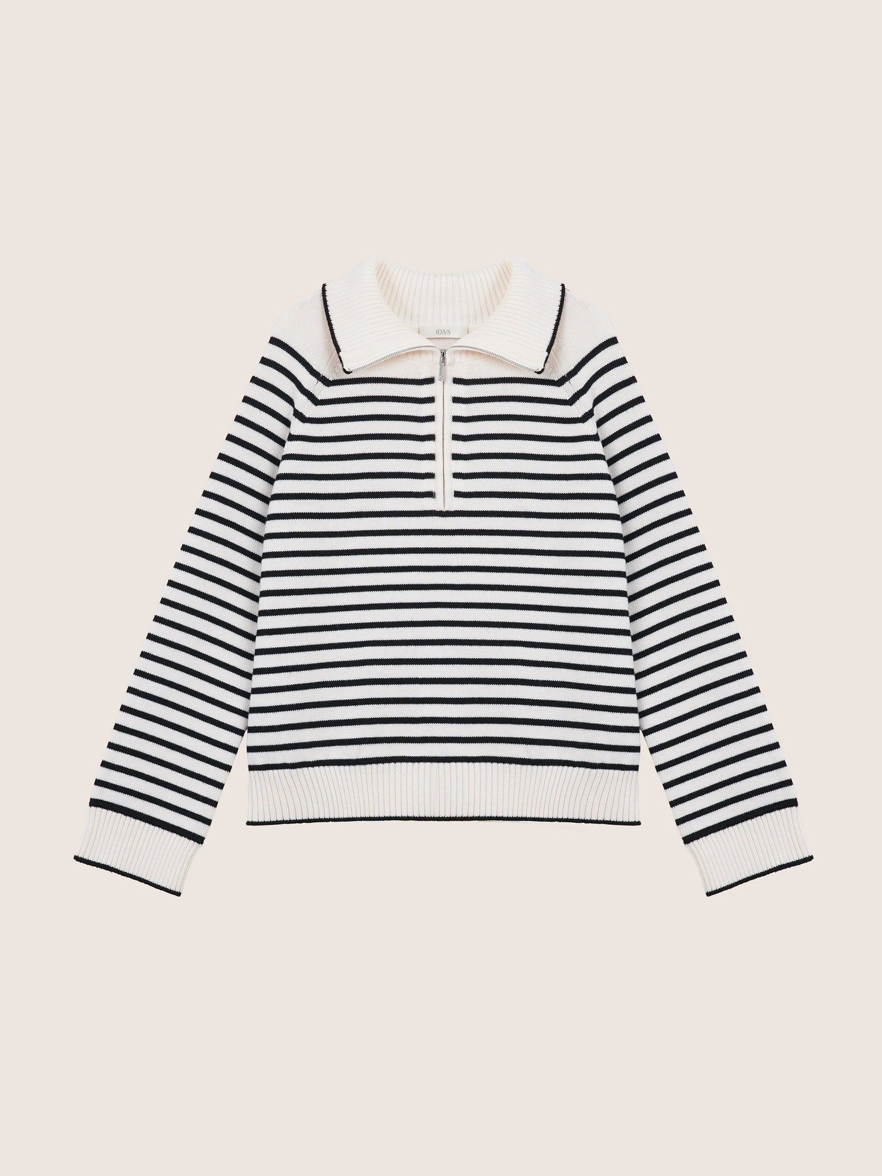 Ines Merino Stripe Quarter-Zip Knit