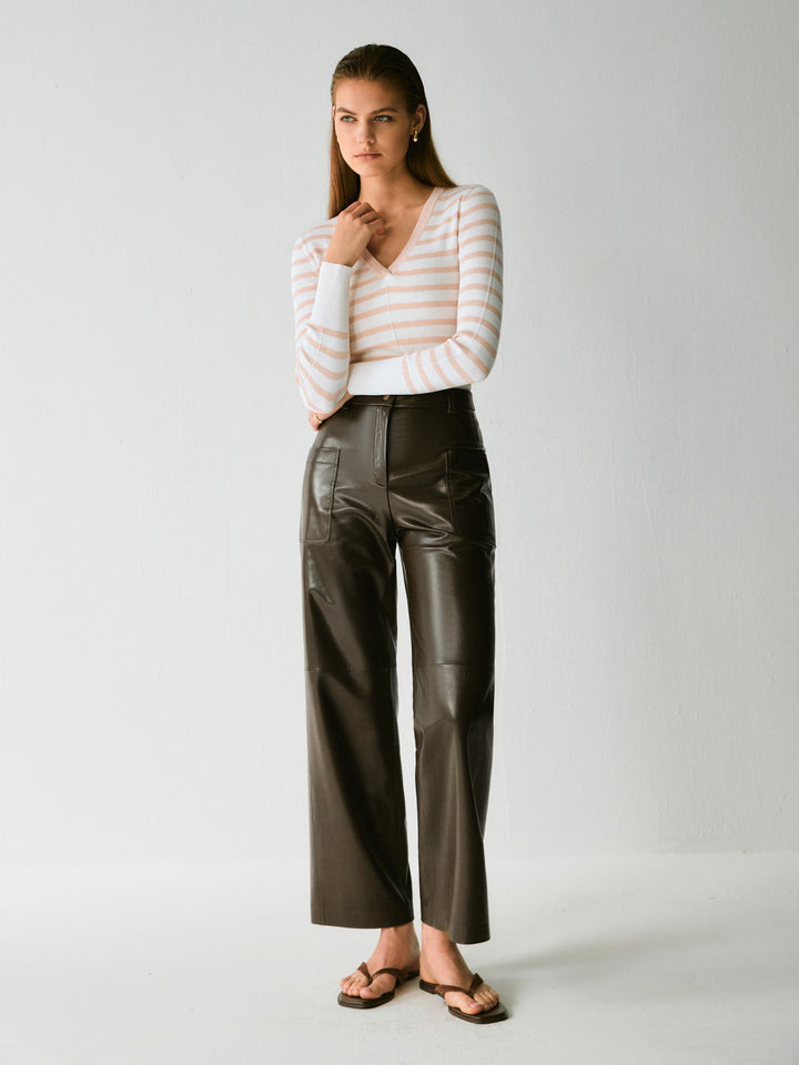 Claremont V-Neck Stripe Wool Knit