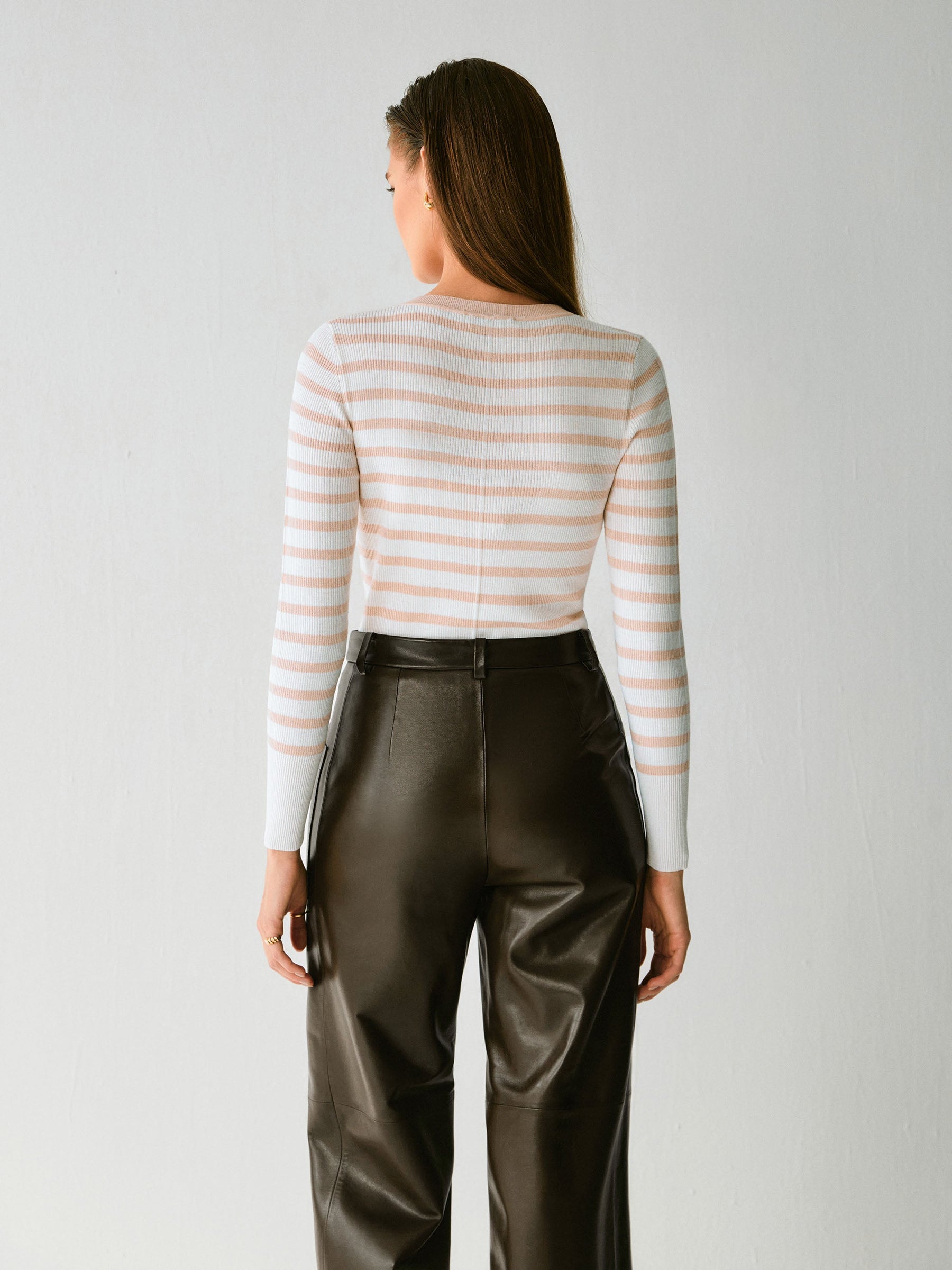 Claremont V-Neck Stripe Wool Knit
