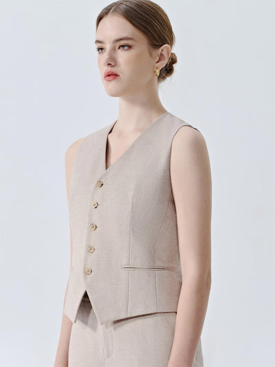 WOOL VEST W/ BACK TIE DEAIL