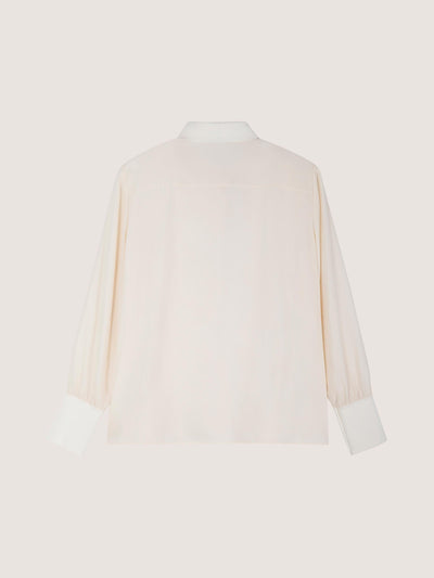 SILK BUTTONED DOWN BLOUSE WITH ELASTIC SLEEVE DETAIL