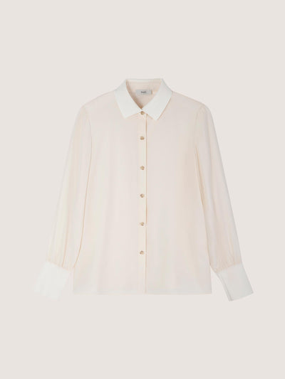 SILK BUTTONED DOWN BLOUSE WITH ELASTIC SLEEVE DETAIL